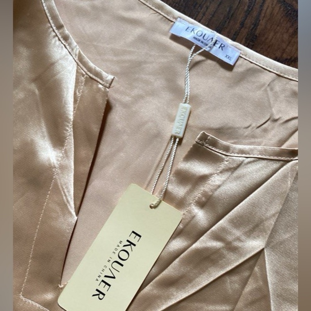 NWT| Champagne Satin Pajama Set - Picture 8 of 9